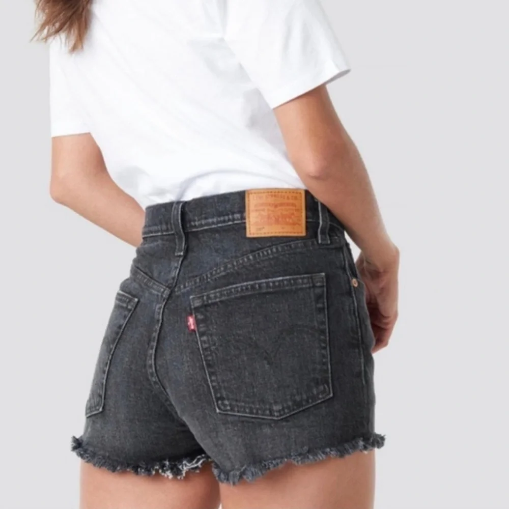 Levi’s 501 Cutoff Jean Shorts High Rise Denim Black Size 27 Festival Summer Chic